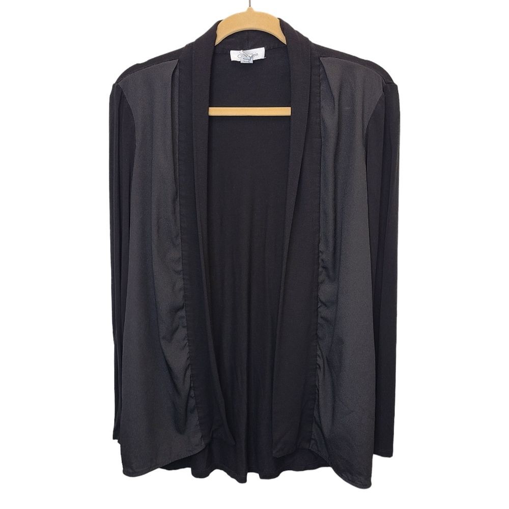Calvin Klein Womens Black Open Long Sleeve Sweater Cardigan Top S